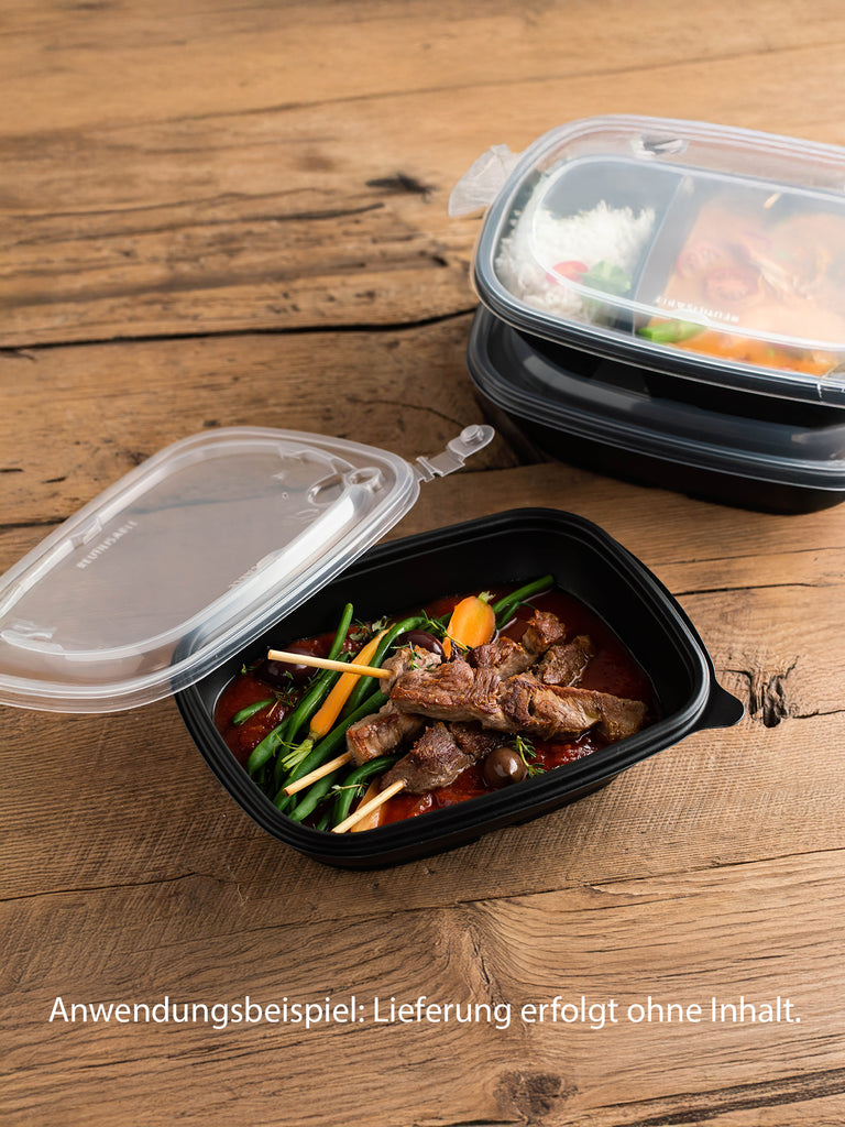 Menüschale mit Deckel, Mehrweg, PP, 900ml (Set 100 Stk.)