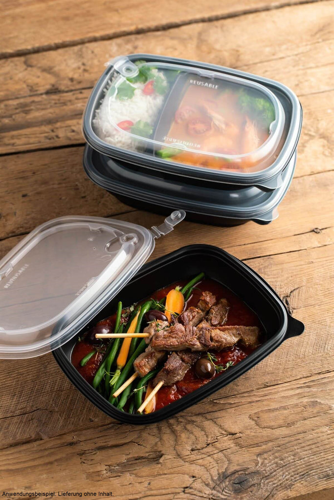 Menüschale mit Deckel, Mehrweg, PP, 900ml (Set 100 Stk.)