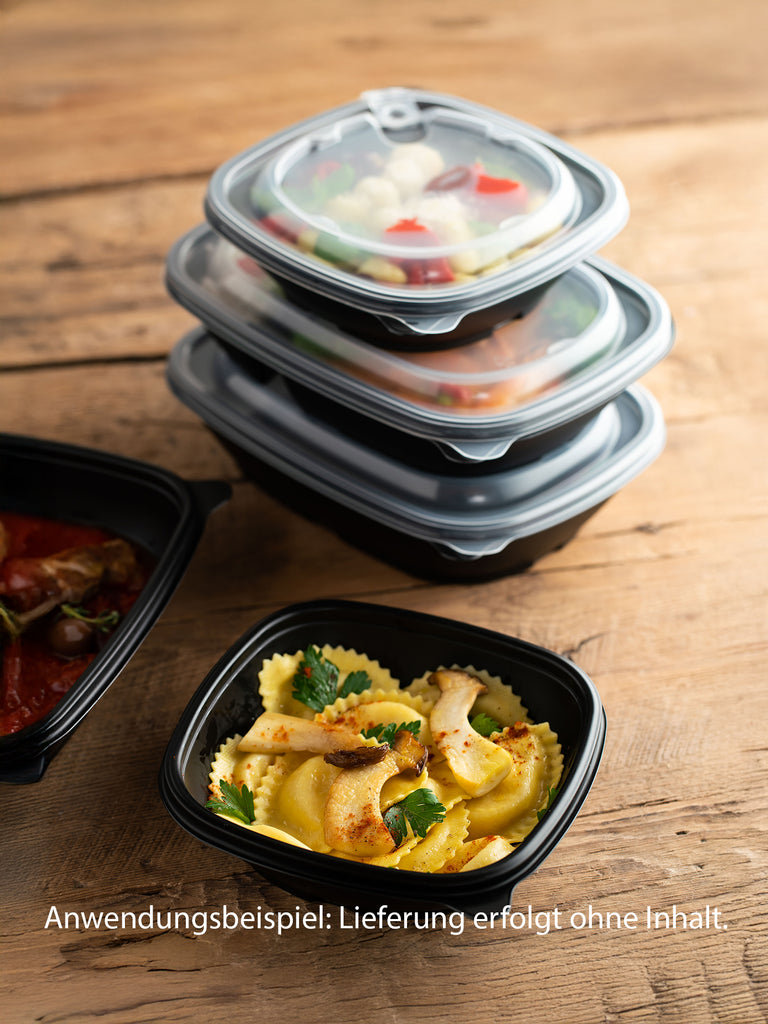 Menüschale mit Deckel, Mehrweg, PP, 900ml (Set 100 Stk.)